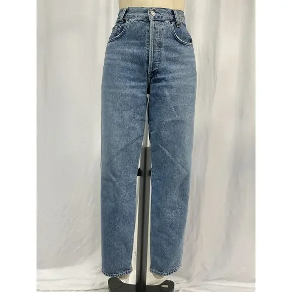 Agolde High Rise Blue Cotton Baggy Taper Jeans Size 26 - Picture 2 of 5